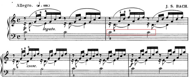 mm. 1-5 of the c major prelude from book 1